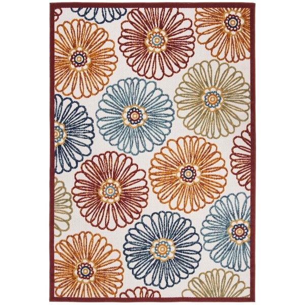 Safavieh 4 x 6 ft. Cabana 800 Power-Loomed Rectangle Rug Creme & Red CBN801A-4 - main
